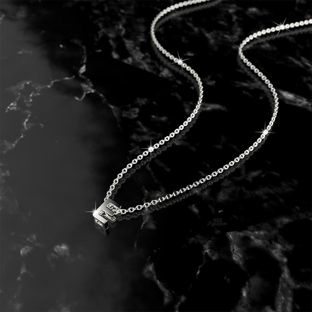 Solid 925 Sterling Silver Initial Alphabet Letter Necklace - 19