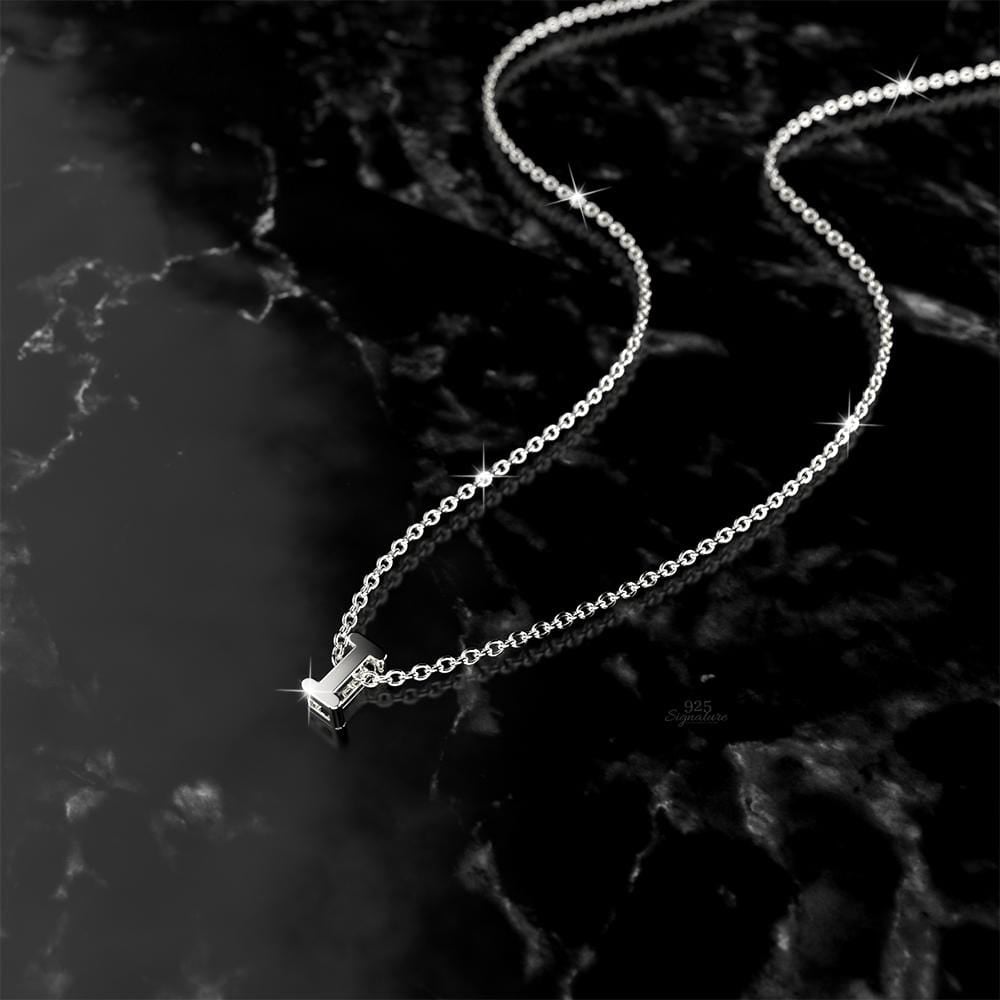 Solid 925 Sterling Silver Initial Alphabet Letter Necklace - 35