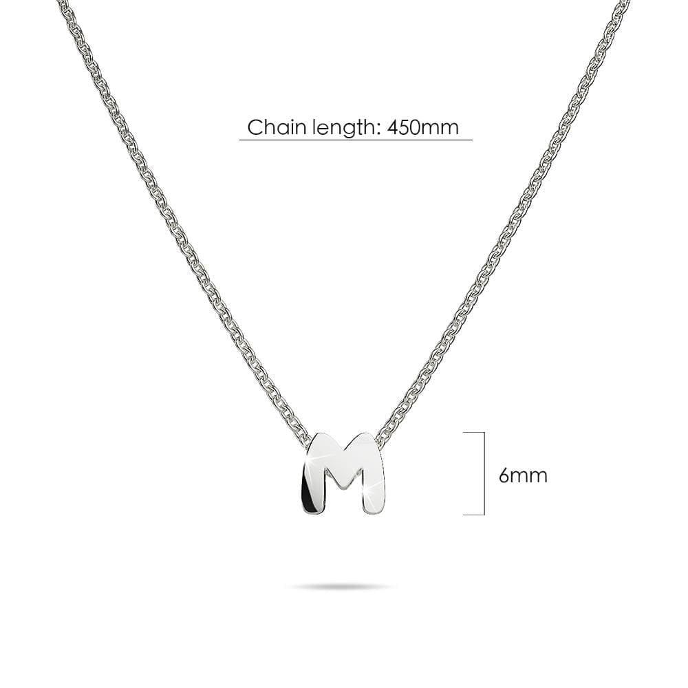 Solid 925 Sterling Silver Initial Alphabet Letter Necklace - 53