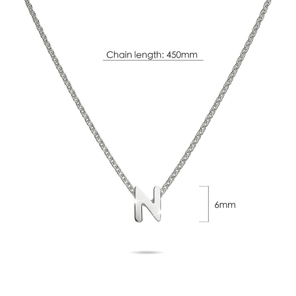 Solid 925 Sterling Silver Initial Alphabet Letter Necklace - 57