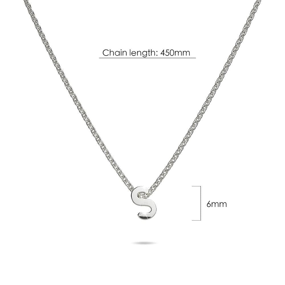 Solid 925 Sterling Silver Initial Alphabet Letter Necklace - 77