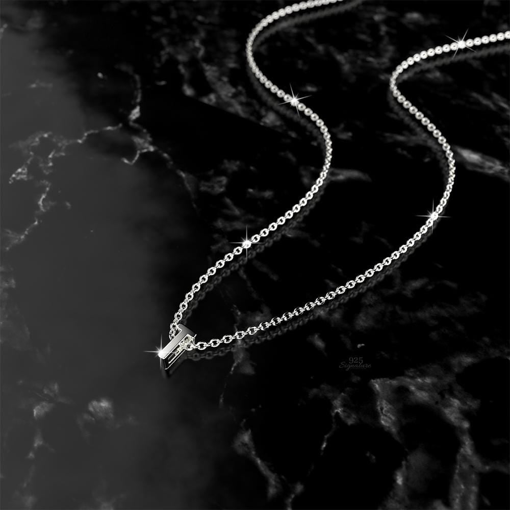Solid 925 Sterling Silver Initial Alphabet Letter Necklace - 79