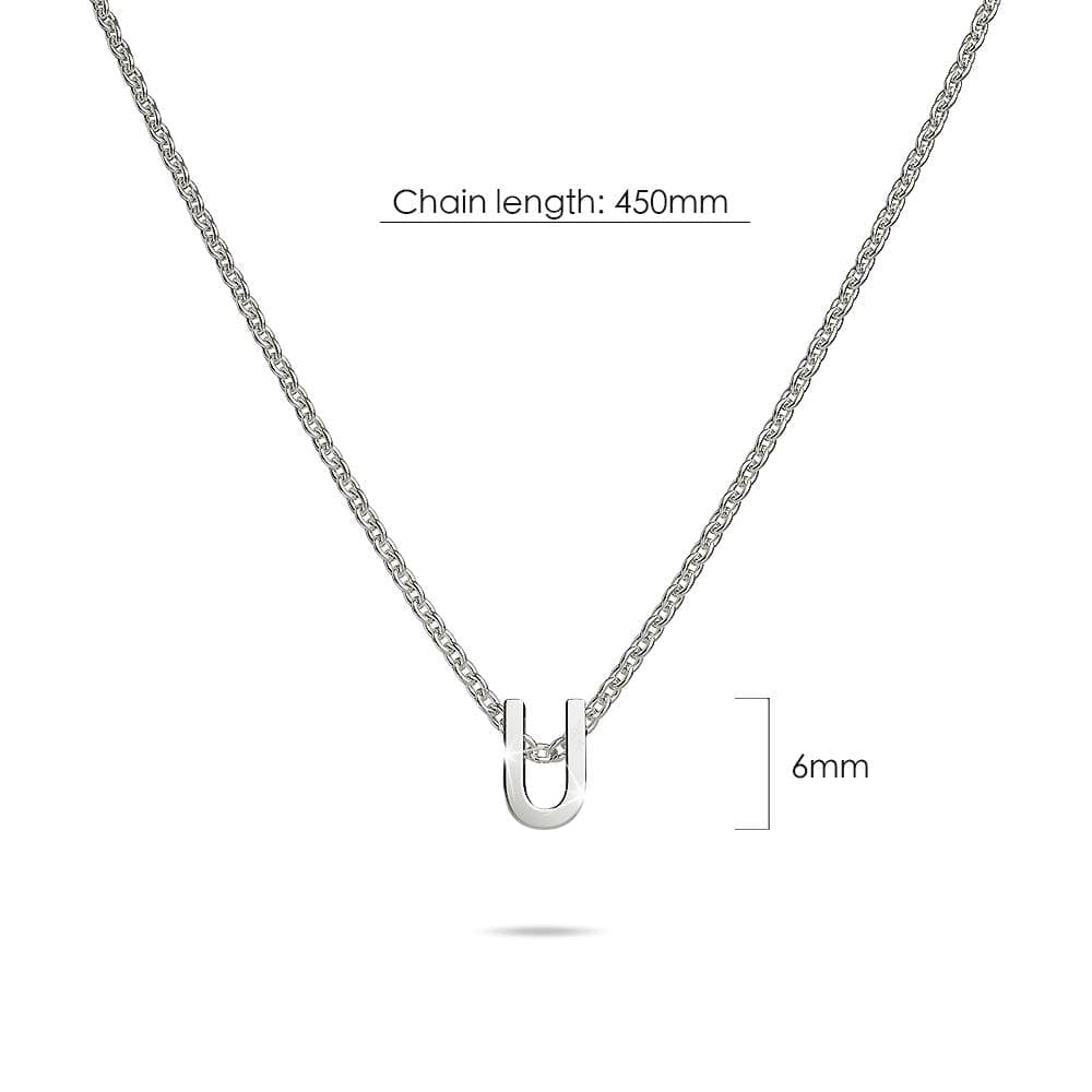 Solid 925 Sterling Silver Initial Alphabet Letter Necklace - 85