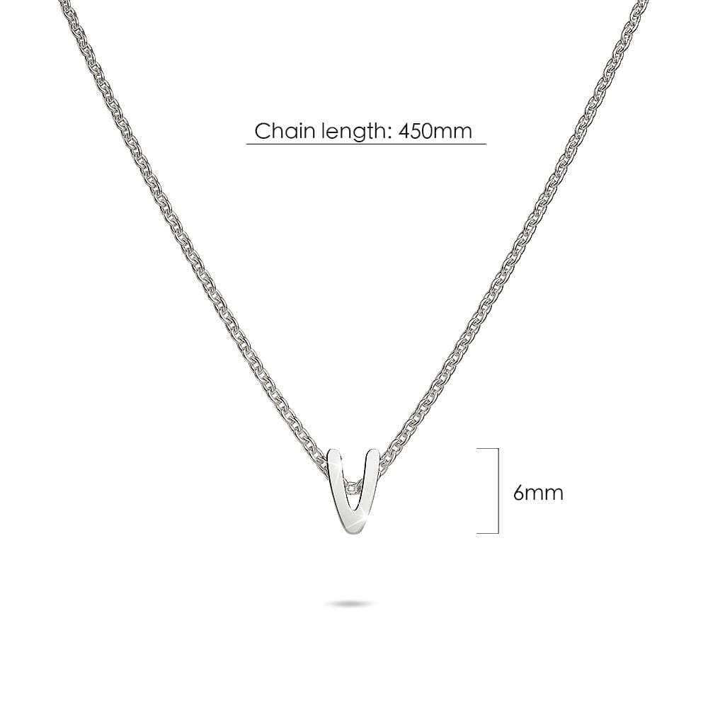 Solid 925 Sterling Silver Initial Alphabet Letter Necklace - 89
