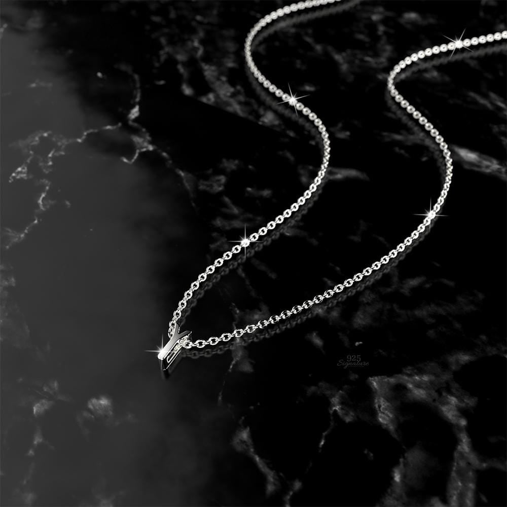 Solid 925 Sterling Silver Initial Alphabet Letter Necklace - 99