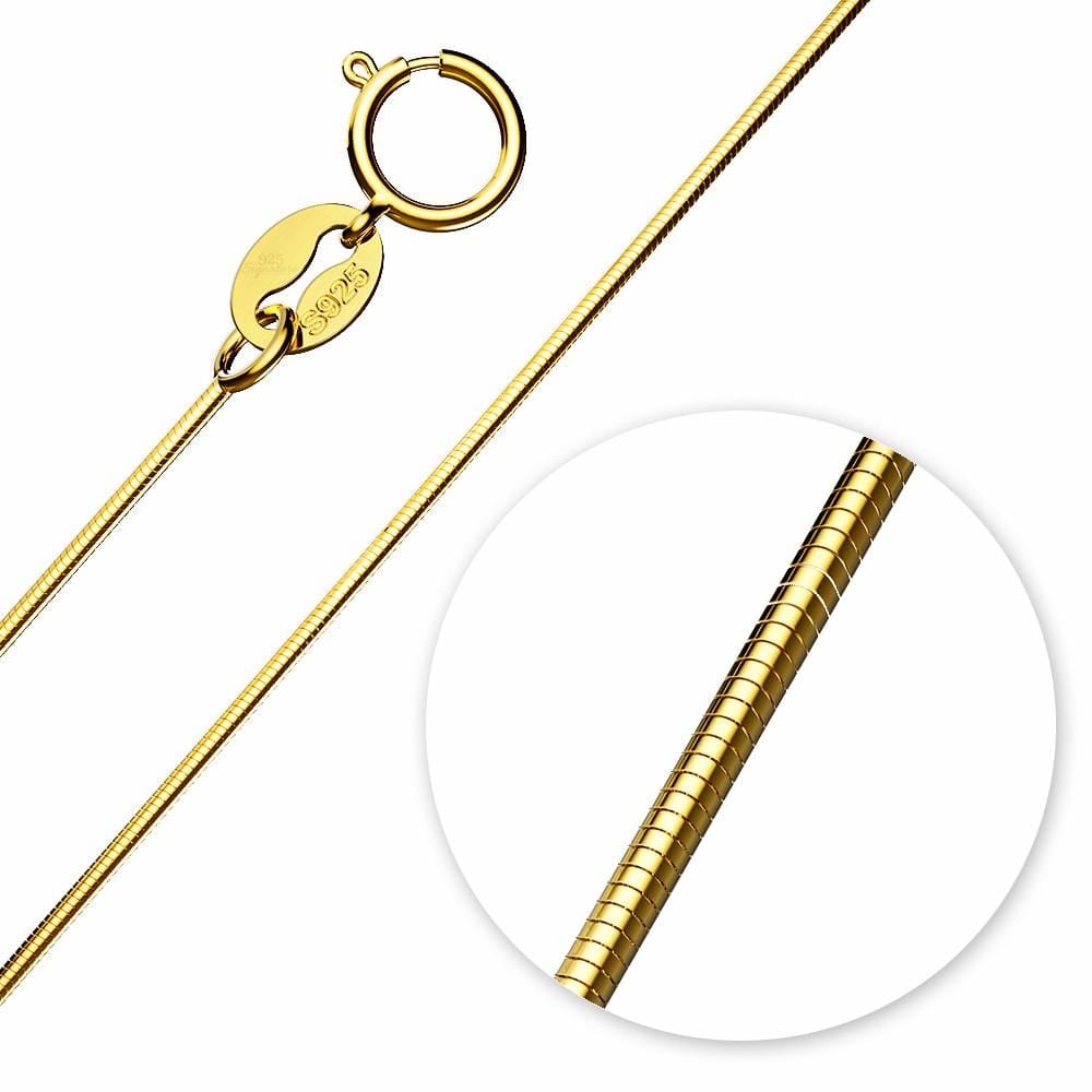 Solid 925 Sterling Silver Snake Chain Necklace in Gold Layered - Brilliant Co