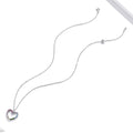 Solid 925 Sterling Silver Heart Shaped Rainbow Color Pendant Necklace