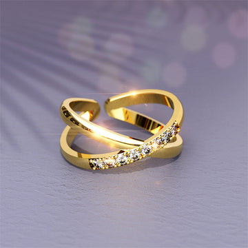 Solid 925 Sterling Silver Cassia Adjustable Stacking Ring in Gold