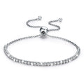 Solid 925 Sterling Silver Created Diamonds Pull Tie Tennis Bracelet