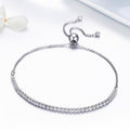 Solid 925 Sterling Silver Created Diamonds Pull Tie Tennis Bracelet