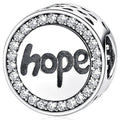 Solid 925 Sterling Silver Hope Inscription CZ Charm - Brilliant Co