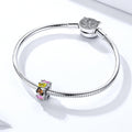 Solid 925 Sterling Silver Multicolour Brilliant CZ Charm