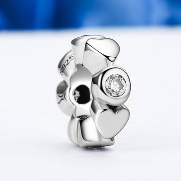 Solid 925 Sterling Silver Deep Love CZ Charm - Brilliant Co
