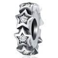 Solid 925 Sterling Silver Glowing Stars CZ Charm - Brilliant Co