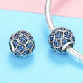 Solid 925 Sterling Silver Round Circle Sapphire Blue CZ Charm