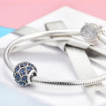 Solid 925 Sterling Silver Round Circle Sapphire Blue CZ Charm
