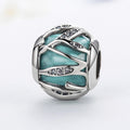 Solid 925 Sterling Silver Magical Ball Teal CZ Charm