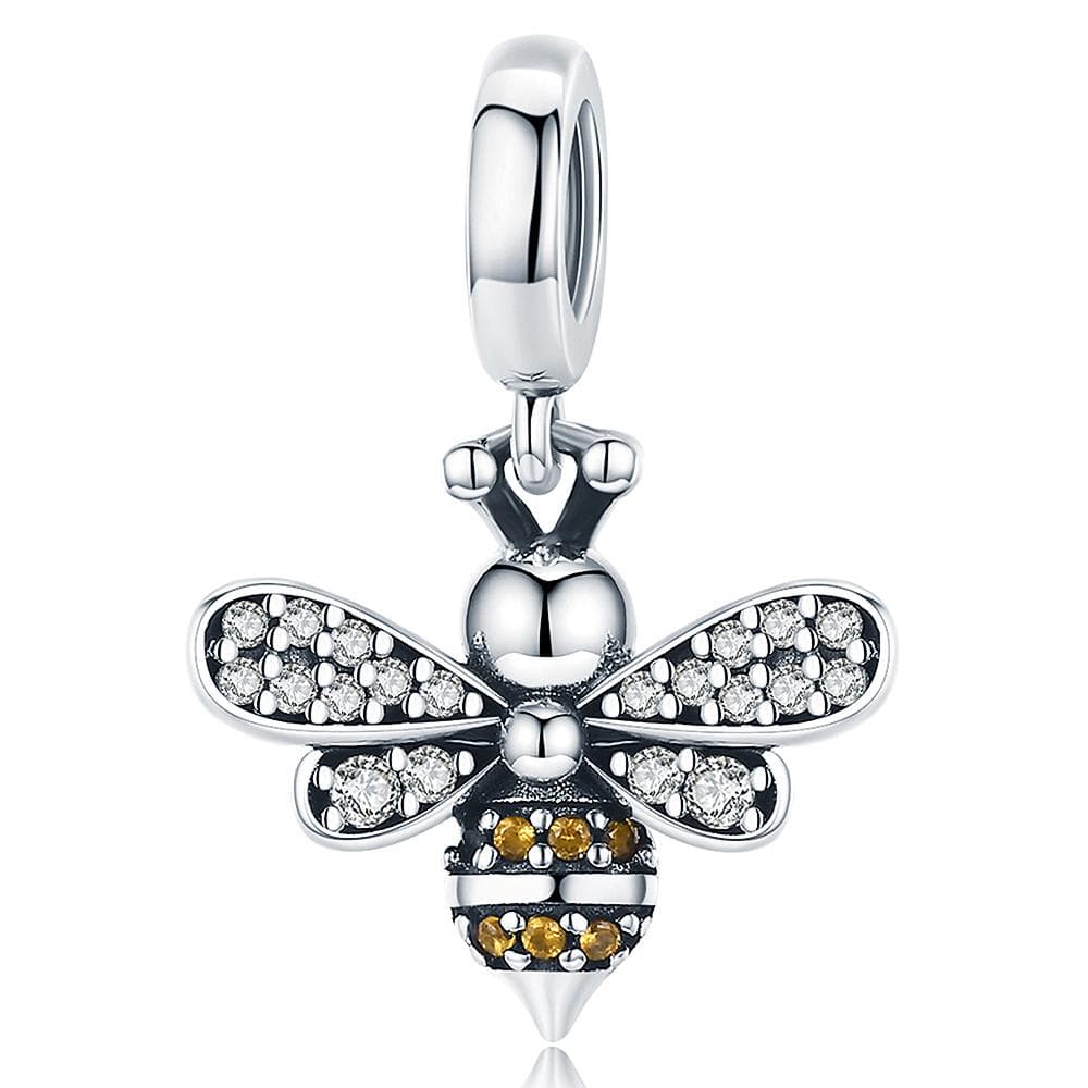 Solid 925 Sterling Silver Just Orange Bee Pandora Inspired Charm - Brilliant Co