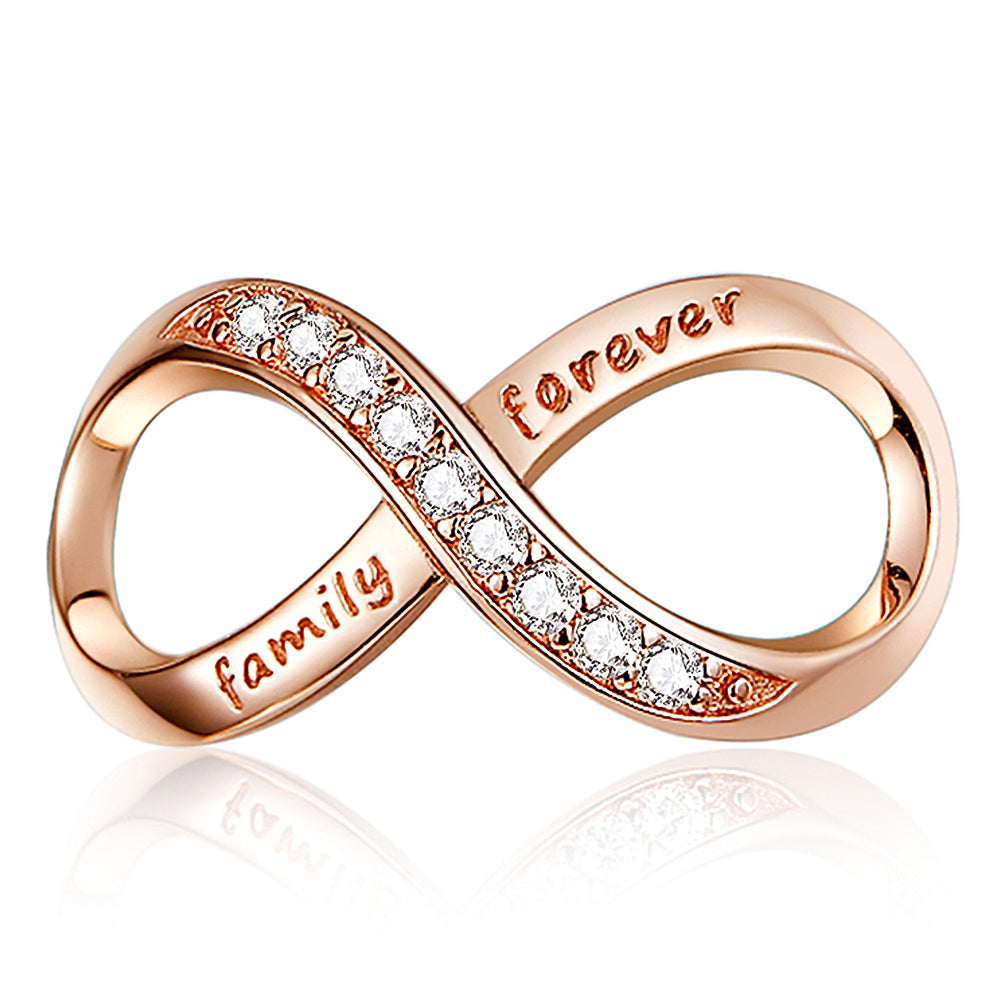 Solid 925 Sterling Silver Family Forever Infinity Pandora Inspired Charm Rose Gold