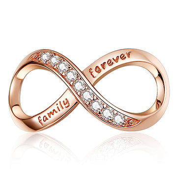 Solid 925 Sterling Silver Family Forever Infinity Pandora Inspired Charm Rose Gold