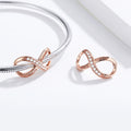 Solid 925 Sterling Silver Family Forever Infinity Pandora Inspired Charm Rose Gold