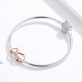 Solid 925 Sterling Silver Family Forever Infinity Pandora Inspired Charm Rose Gold
