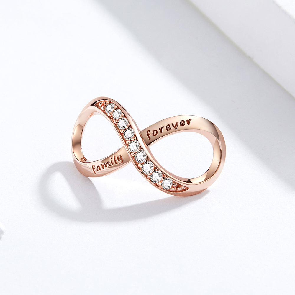 Solid 925 Sterling Silver Family Forever Infinity Pandora Inspired Charm Rose Gold
