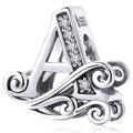 Solid 925 Sterling Silver Vintage Inspired Antique Alphabet Charm - 2
