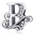 Solid 925 Sterling Silver Vintage Inspired Antique Alphabet Charm - 5