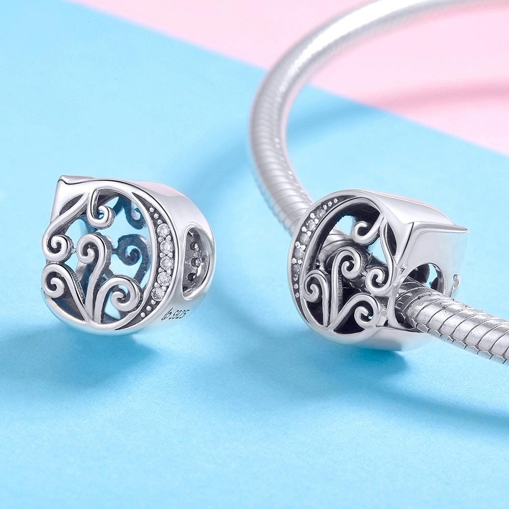 Solid 925 Sterling Silver Vintage Inspired Antique Alphabet Charm - 9