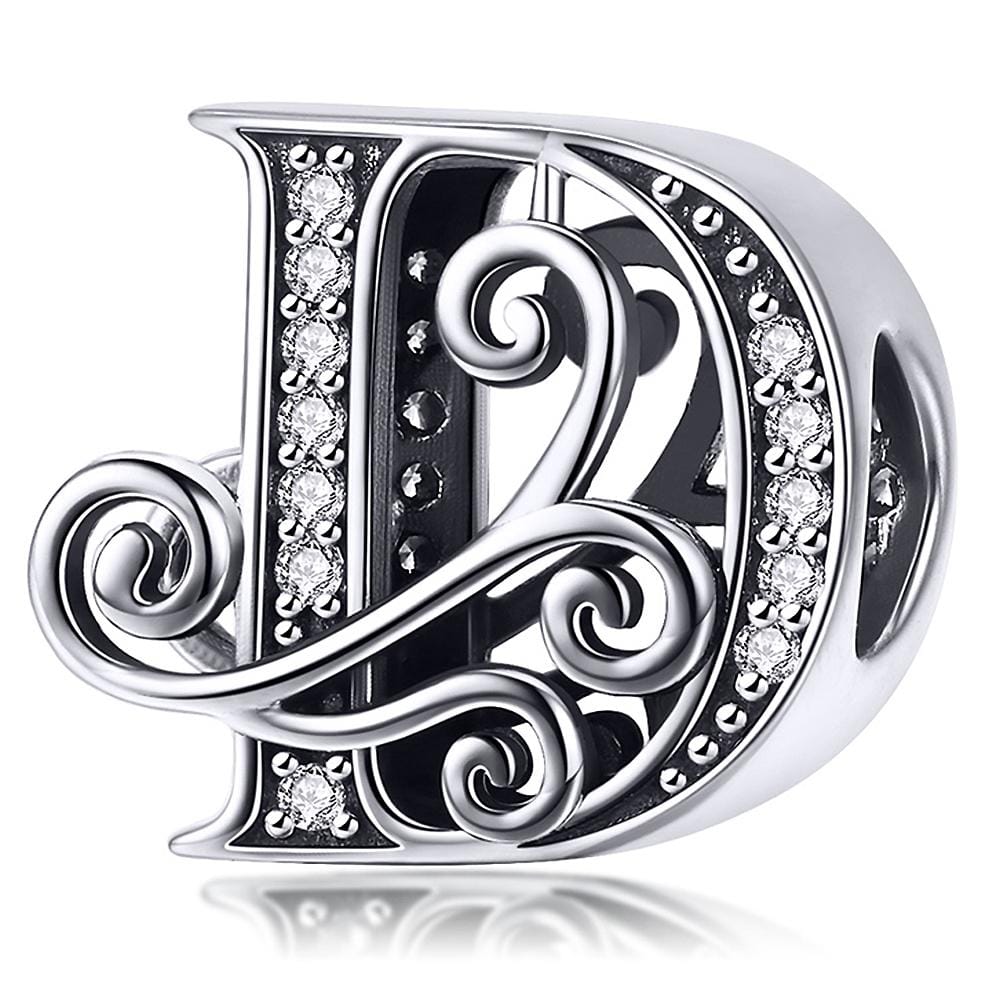 Solid 925 Sterling Silver Vintage Inspired Antique Alphabet Charm - 11