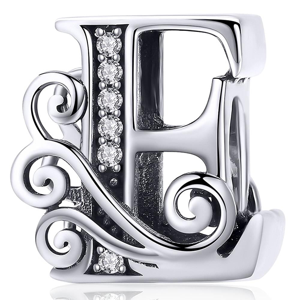 Solid 925 Sterling Silver Vintage Inspired Antique Alphabet Charm - 14