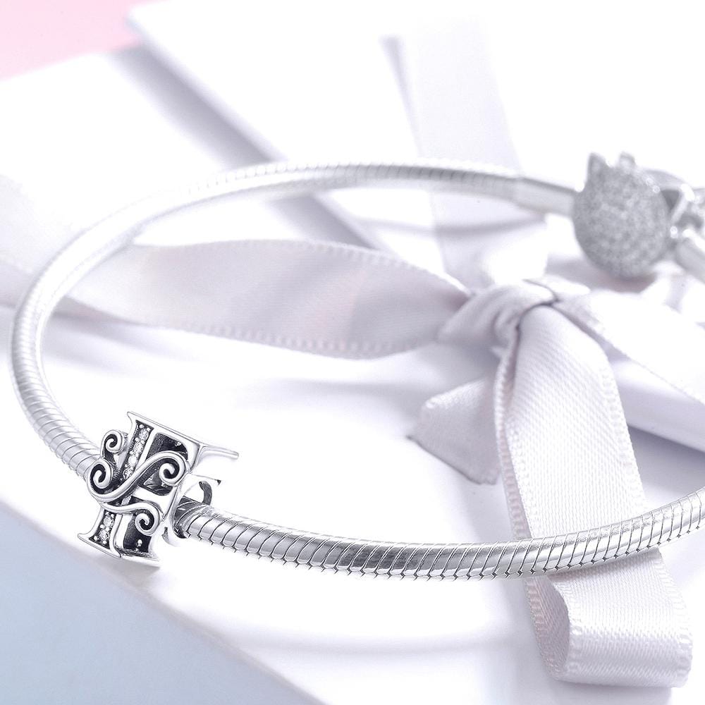 Solid 925 Sterling Silver Vintage Inspired Antique Alphabet Charm - 19