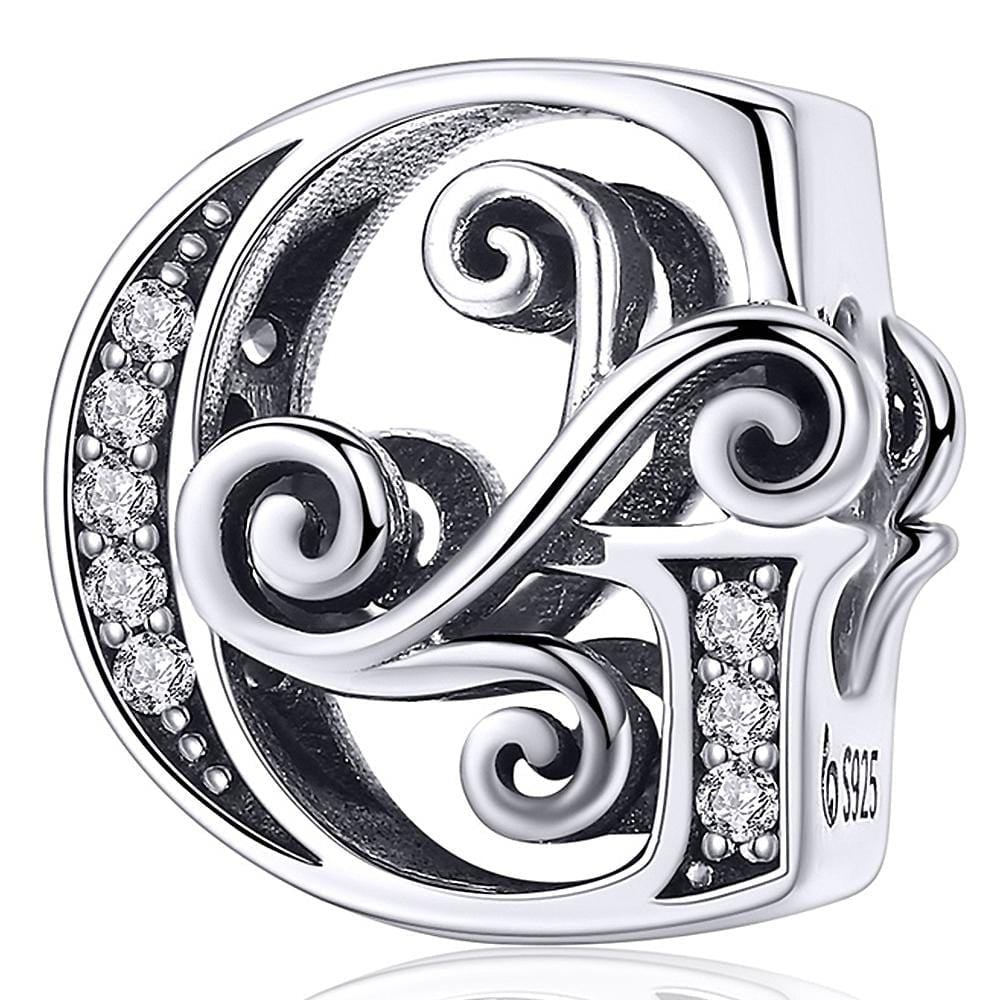 Solid 925 Sterling Silver Vintage Inspired Antique Alphabet Charm - 20