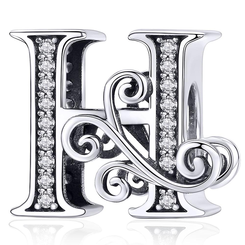 Solid 925 Sterling Silver Vintage Inspired Antique Alphabet Charm - 23