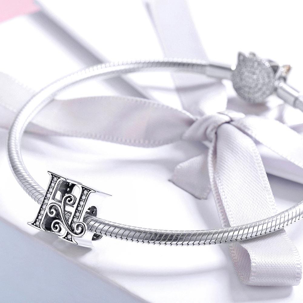 Solid 925 Sterling Silver Vintage Inspired Antique Alphabet Charm - 25