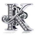 Solid 925 Sterling Silver Vintage Inspired Antique Alphabet Charm - 32