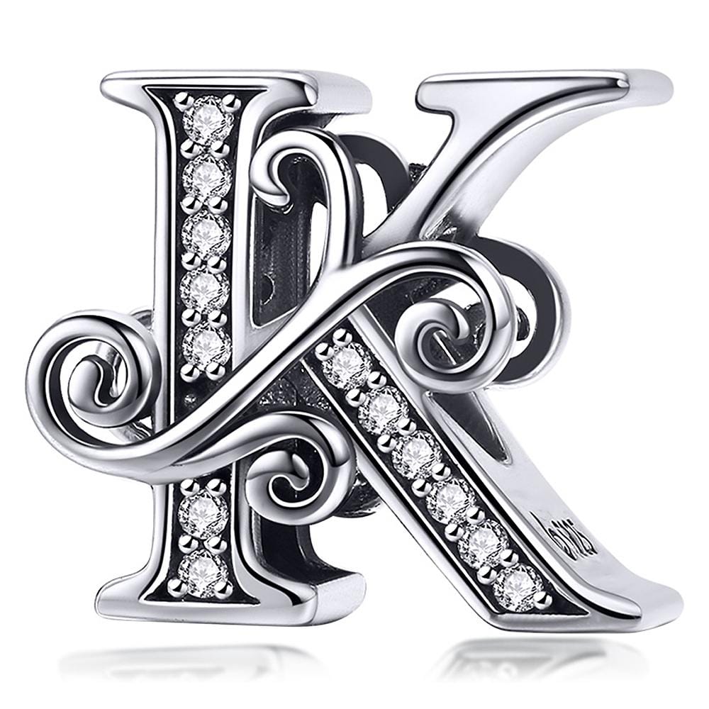 Solid 925 Sterling Silver Vintage Inspired Antique Alphabet Charm - 32