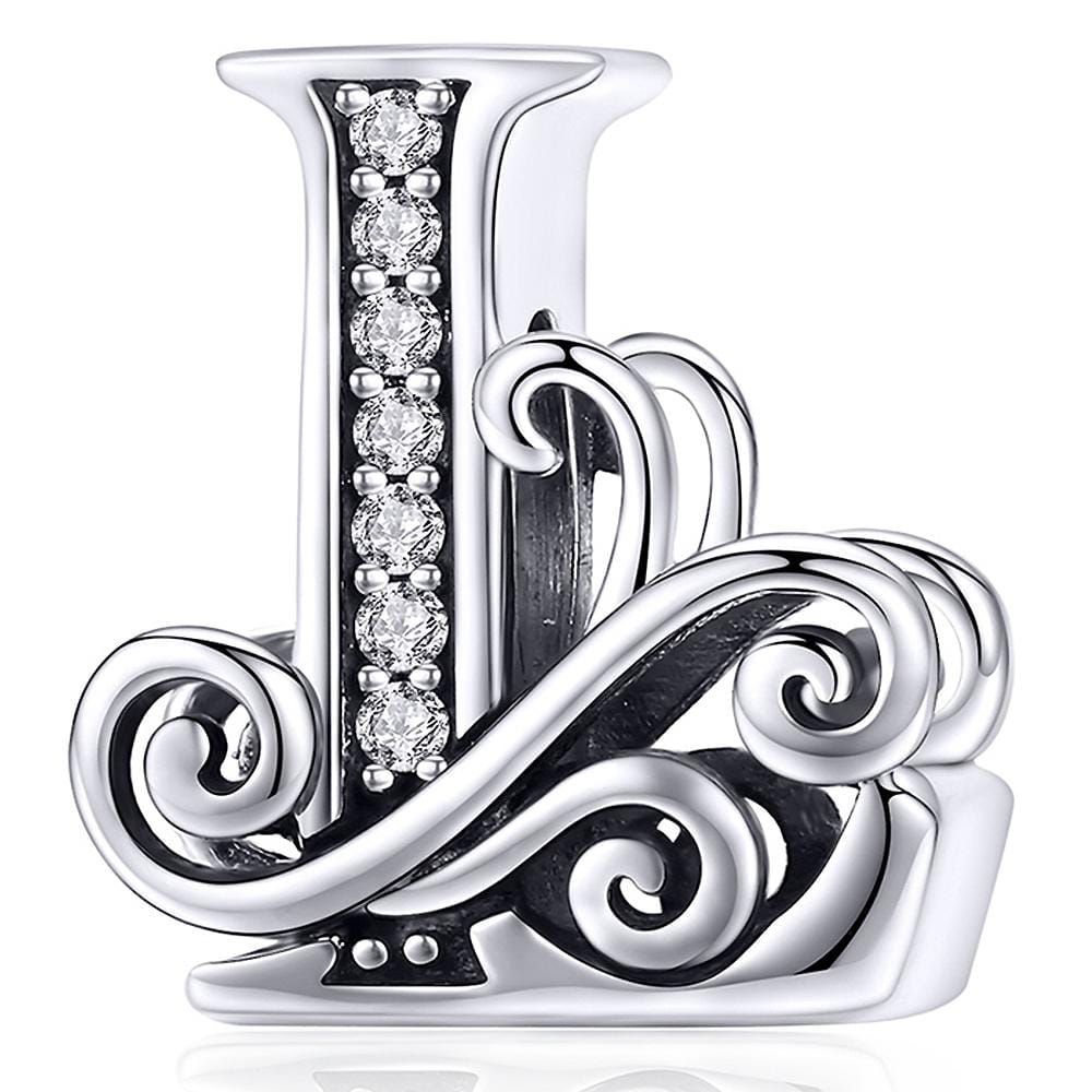Solid 925 Sterling Silver Vintage Inspired Antique Alphabet Charm - 35
