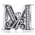 Solid 925 Sterling Silver Vintage Inspired Antique Alphabet Charm - 38