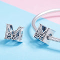 Solid 925 Sterling Silver Vintage Inspired Antique Alphabet Charm - 39