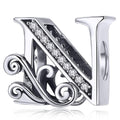 Solid 925 Sterling Silver Vintage Inspired Antique Alphabet Charm - 41