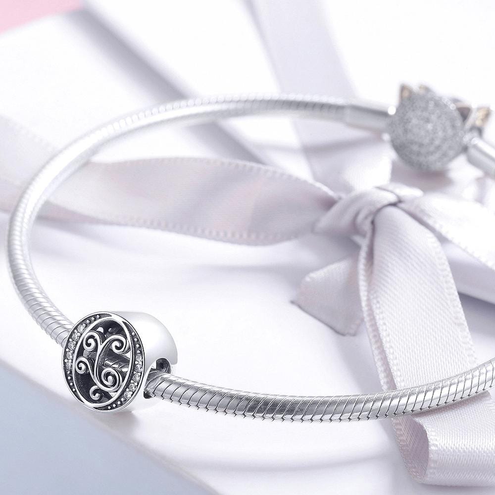 Solid 925 Sterling Silver Vintage Inspired Antique Alphabet Charm - 46