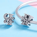 Solid 925 Sterling Silver Vintage Inspired Antique Alphabet Charm - 48