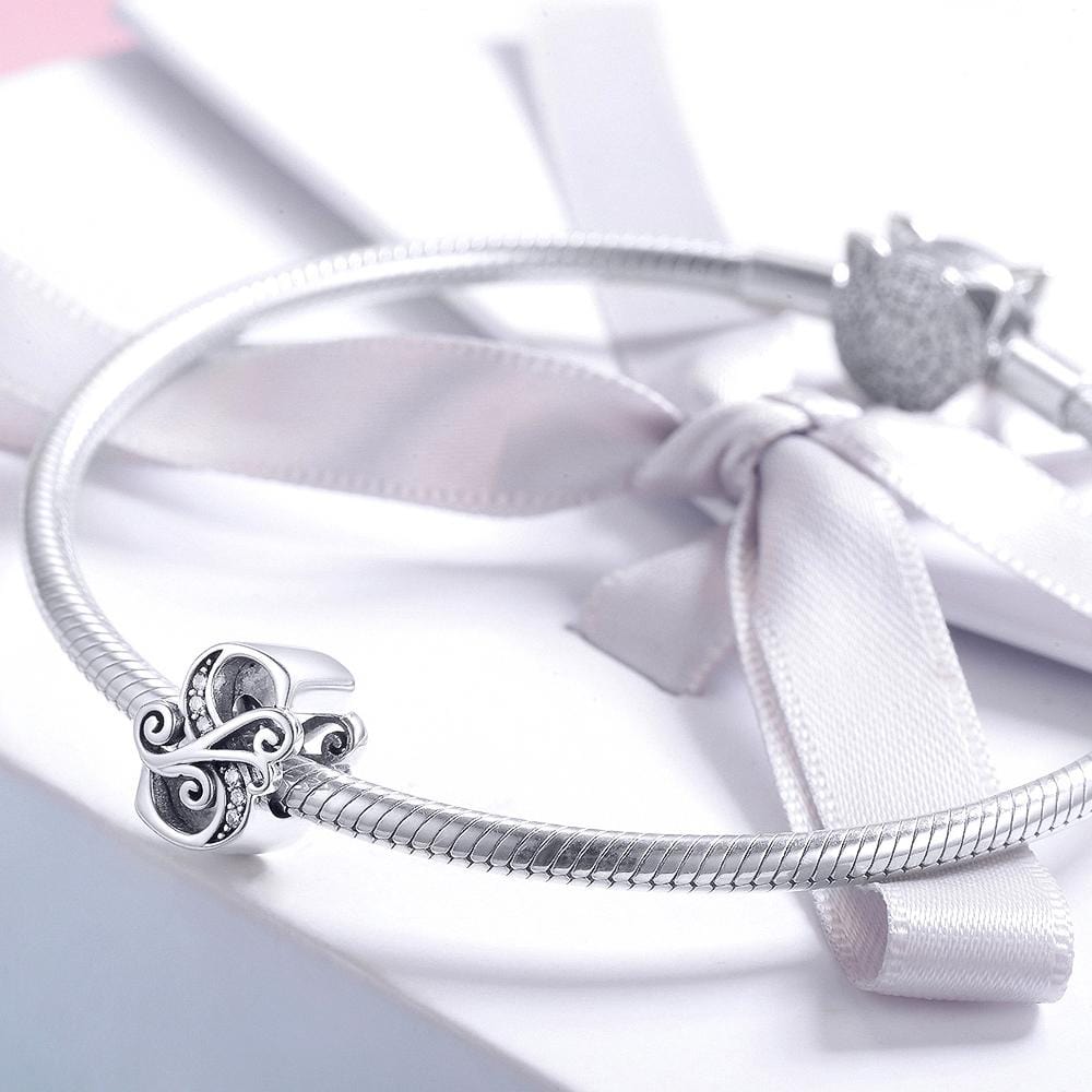 Solid 925 Sterling Silver Vintage Inspired Antique Alphabet Charm - 58