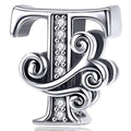 Solid 925 Sterling Silver Vintage Inspired Antique Alphabet Charm - 59