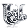 Solid 925 Sterling Silver Vintage Inspired Antique Alphabet Charm - 62