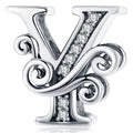 Solid 925 Sterling Silver Vintage Inspired Antique Alphabet Charm - 74