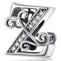 Solid 925 Sterling Silver Vintage Inspired Antique Alphabet Charm - 77