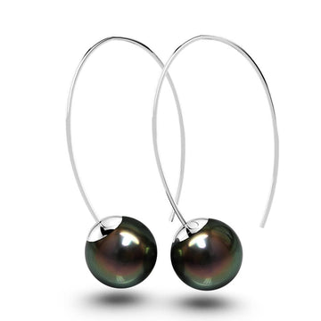 Solid 925 Sterling Silver Loop Pearl Earrings - Brilliant Co